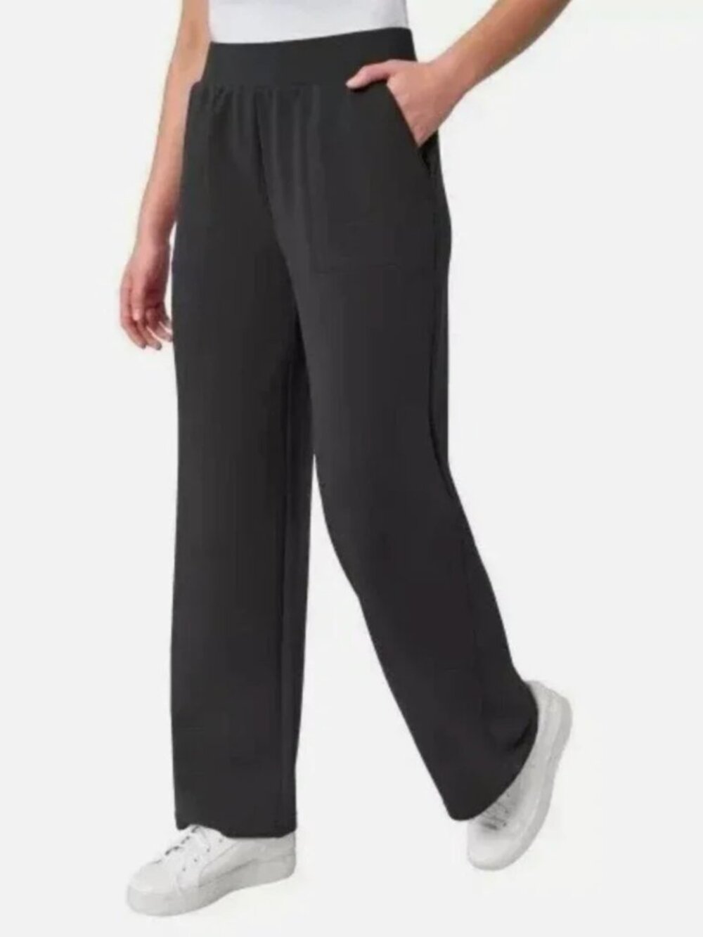 Black trouser style stretch pants - great for WFH!